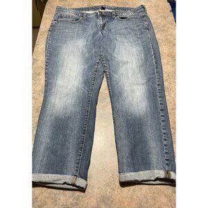 Gap Jeans Women's Boyfriend High Rise Crop Blue Stretch Denim Capri Sz. 18/34R